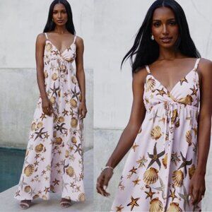 L’AGENCE Sachi Dress in Soft Pink Multi Starfish and Shell Print Size M